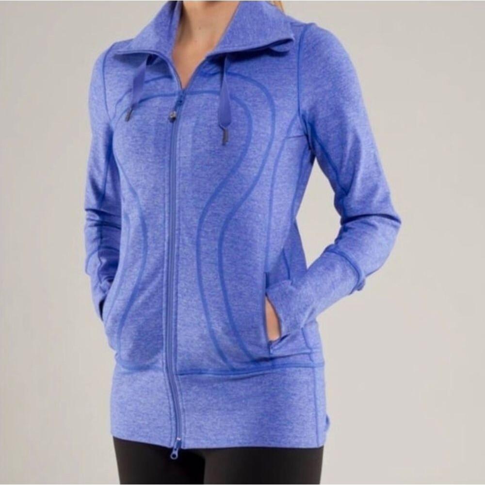 Lululemon Stride Jacket Heathered Rocksteady Blue Hoodie Size 10